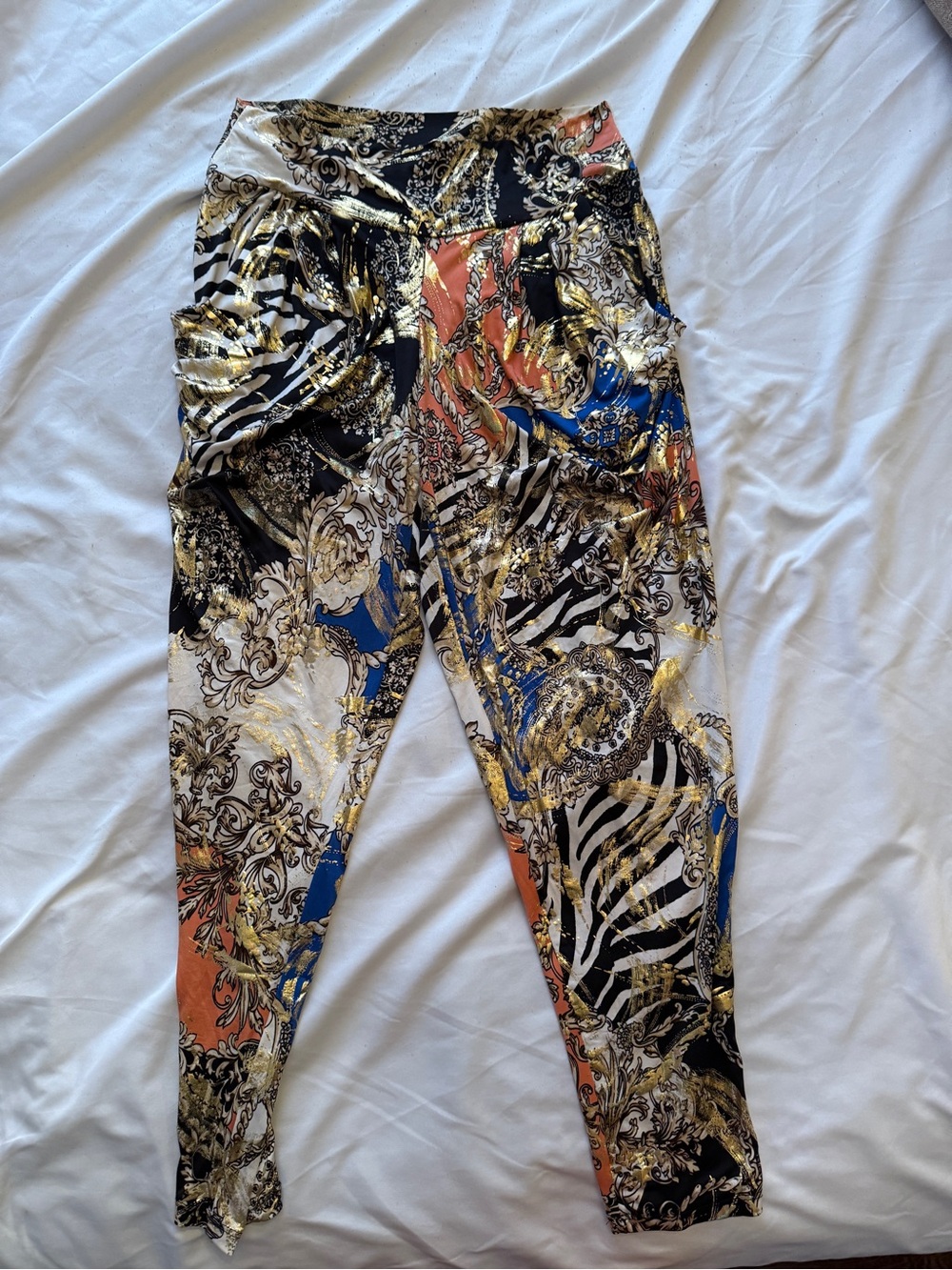 Printed Multi-Color Stretch Pants